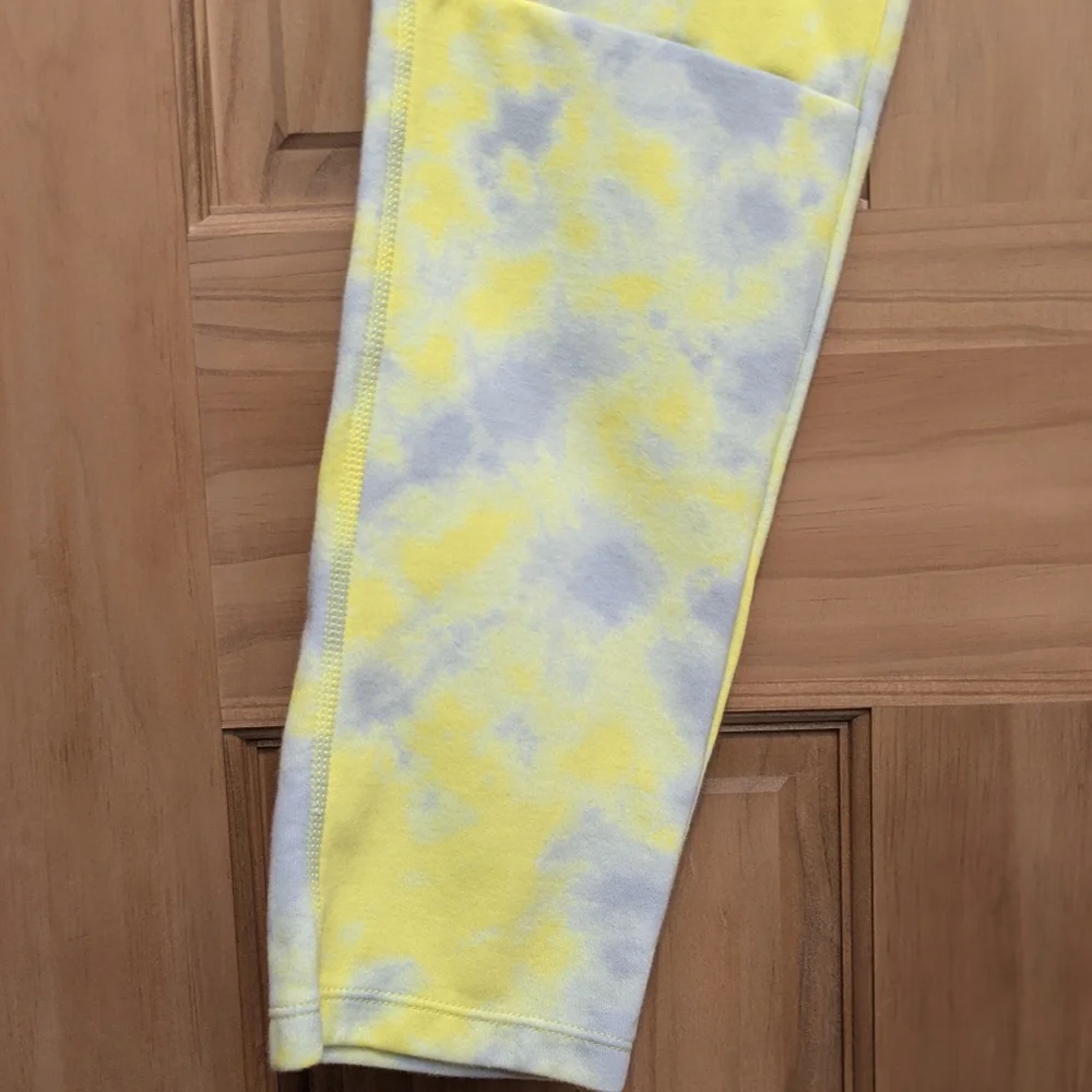 Gap Fit Tech Pants Leggings Girls XXL 2XL Yellow Tie Dye Pockets Yoga Workout